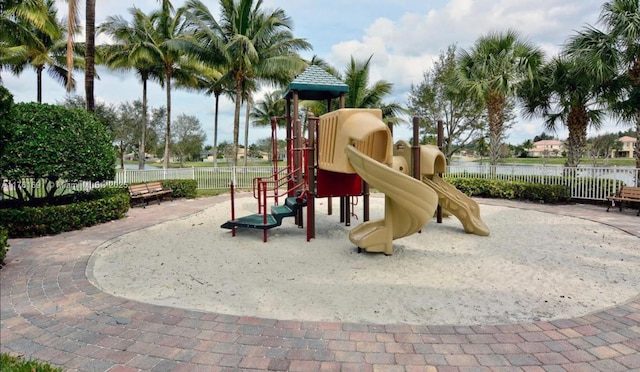 community play area featuring fence