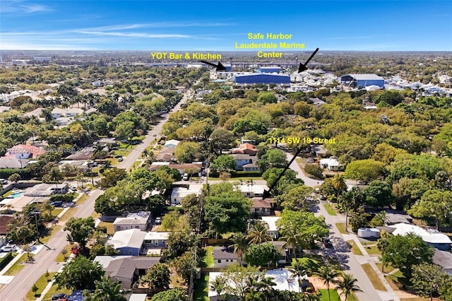 aerial view with a residential view