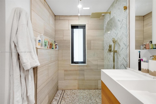 bathroom with a walk in shower