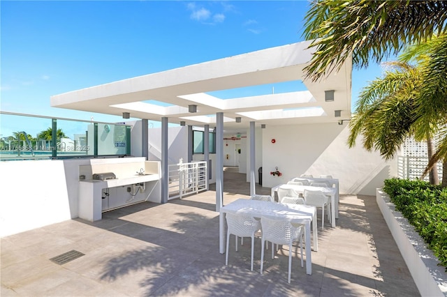 view of patio featuring visible vents and outdoor dining space