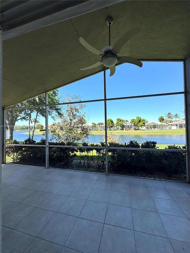 9785 San Luca St, Lake Worth, FL 33467 - view of patio / terrace featuring a water view and a ceiling fan