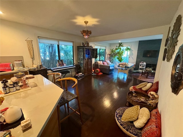 dining area with wood finished floors