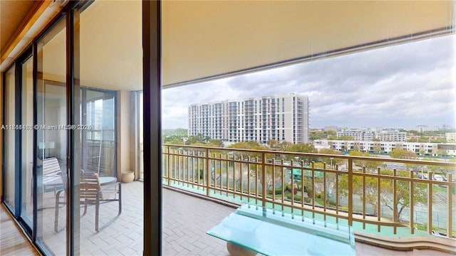 balcony with a view of city