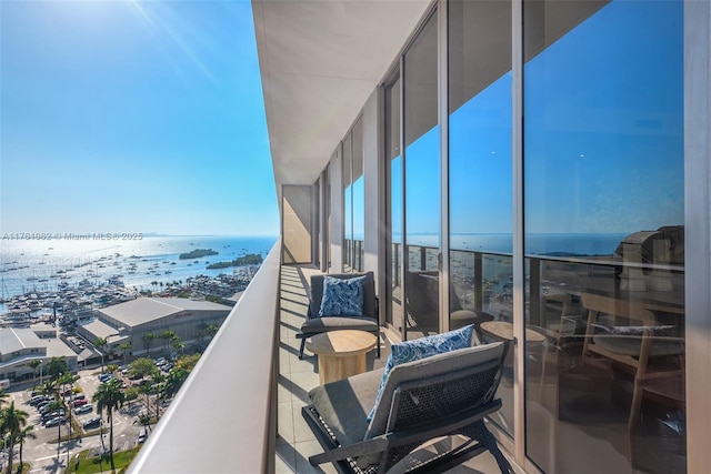 balcony with a water view