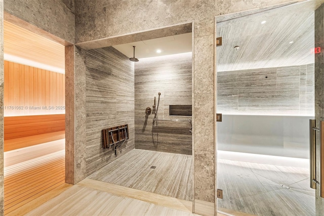 bathroom featuring walk in shower