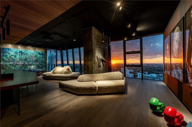 interior space with a healthy amount of sunlight and hardwood / wood-style flooring