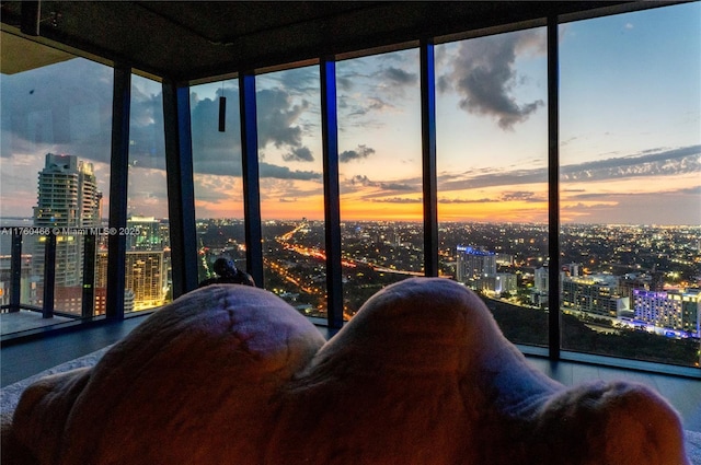 sunroom / solarium featuring plenty of natural light and a view of city