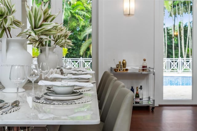 dining area featuring wood finished floors