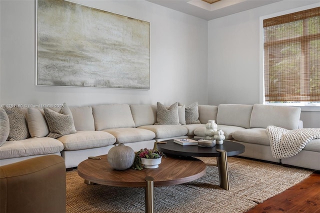 living area featuring wood finished floors