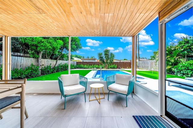 view of patio / terrace with a fenced in pool and a fenced backyard