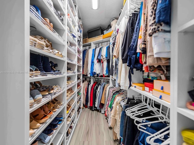 spacious closet featuring wood finished floors