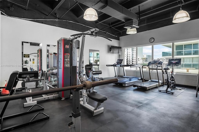 exercise room featuring a wealth of natural light