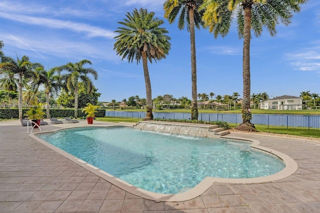 view of swimming pool featuring a patio area, a fenced in pool, and a fenced backyard