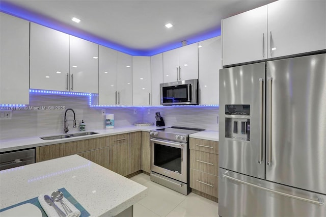 kitchen featuring a sink, modern cabinets, and stainless steel appliances