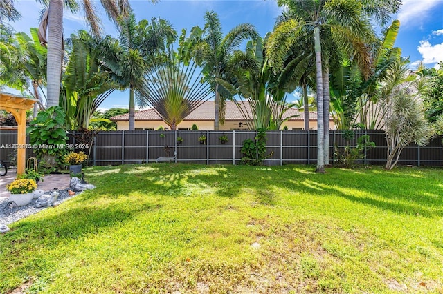 view of yard featuring a fenced backyard