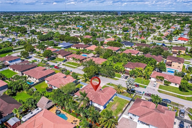 aerial view with a residential view