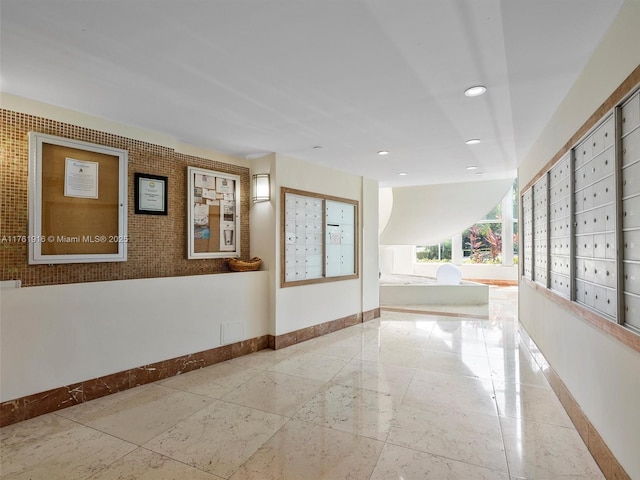 10350 W Bay Harbor Dr Unit 4H, Bay Harbor Islands, FL 33154 - corridor featuring recessed lighting, mail area, and baseboards