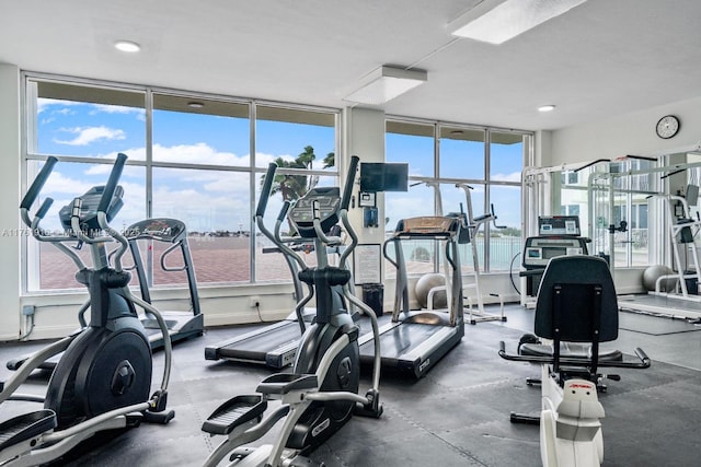 10350 W Bay Harbor Dr Unit 4H, Bay Harbor Islands, FL 33154 - gym with a wall of windows