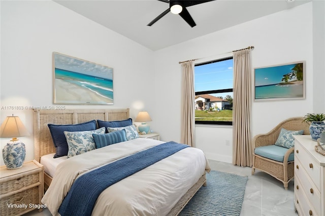 bedroom featuring ceiling fan