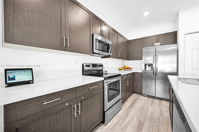 3489 W 110th Ter, Hialeah, FL 33018 - kitchen featuring light countertops, appliances with stainless steel finishes, and dark brown cabinets