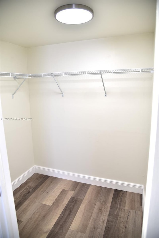 spacious closet with wood finished floors