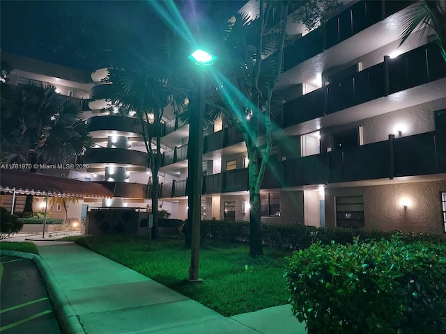 view of property at night