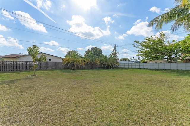 view of yard featuring a fenced backyard