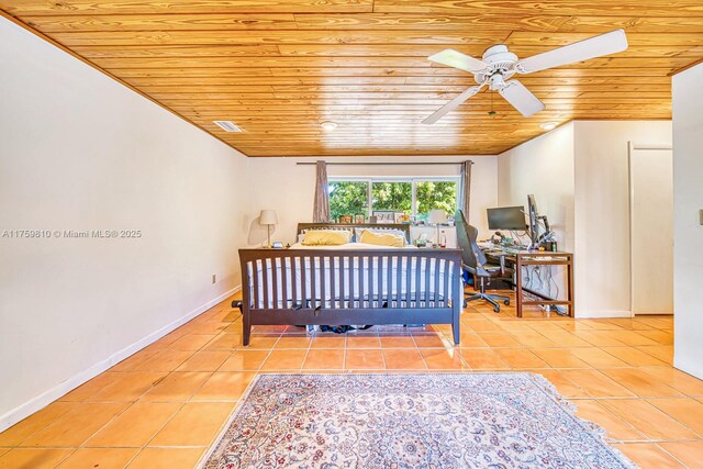 13700 SW 74th Ct, Palmetto Bay, FL 33158 - tiled bedroom featuring wooden ceiling and an office area