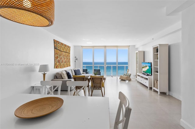 dining area with baseboards and expansive windows