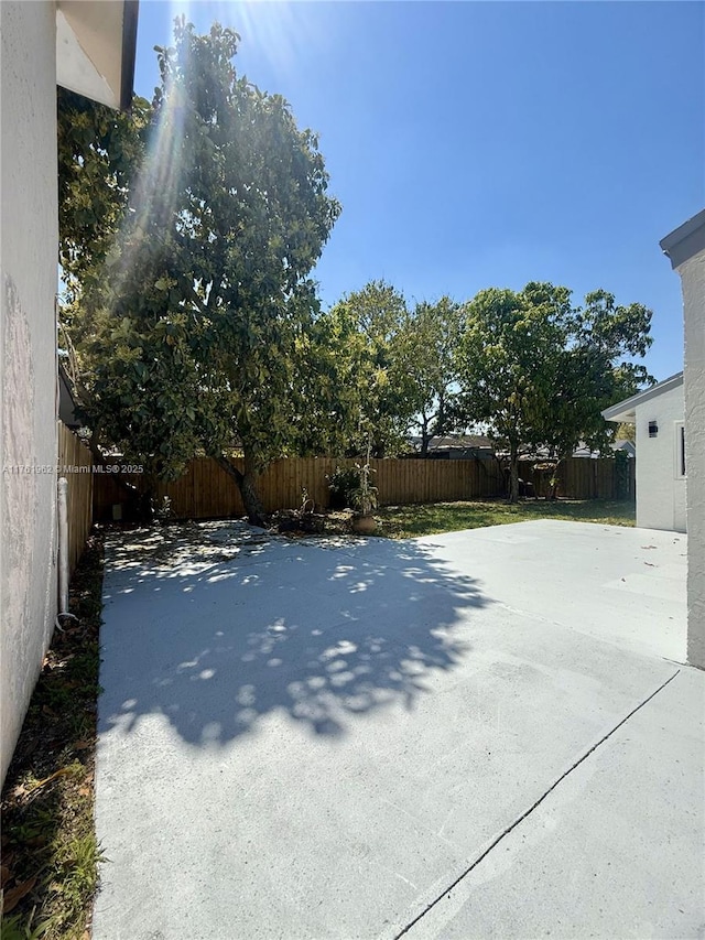 view of yard featuring a patio and a fenced backyard