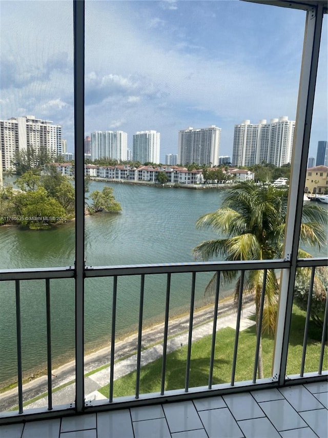 property view of water featuring a city view