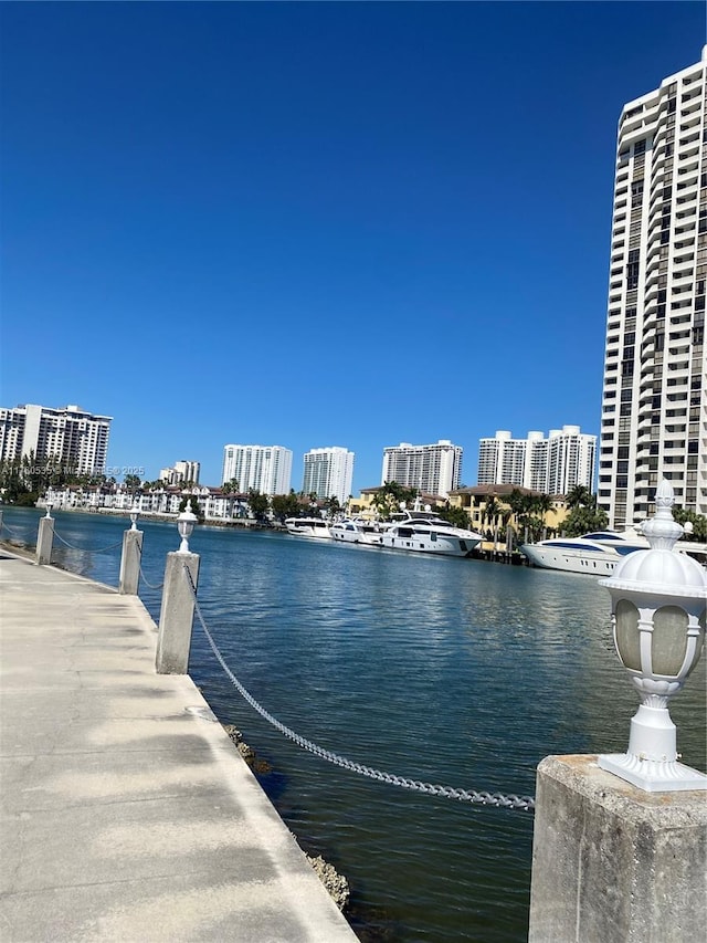 view of water feature featuring a city view