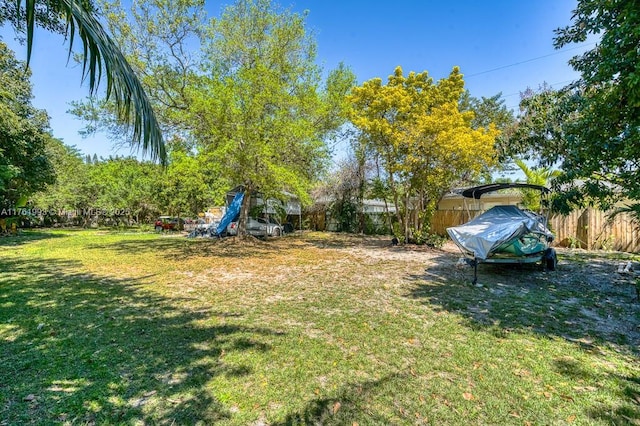 view of yard featuring a fenced backyard