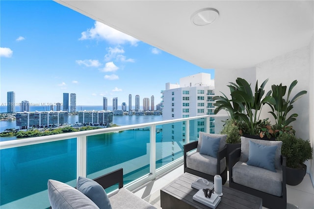 3301 NE 183rd St Unit Ph04, Aventura, FL 33160 - balcony with a skyline view and a water view