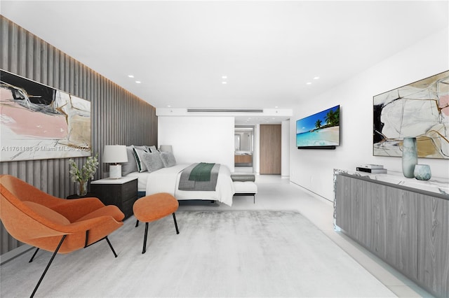 3301 NE 183rd St Unit Ph04, Aventura, FL 33160 - bedroom with recessed lighting, finished concrete flooring, wallpapered walls, and an accent wall