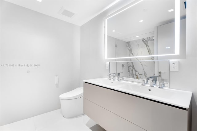 3301 NE 183rd St Unit Ph04, Aventura, FL 33160 - bathroom with double vanity, toilet, and a marble finish shower