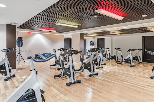 3301 NE 183rd St Unit Ph04, Aventura, FL 33160 - workout area featuring hardwood / wood-style floors