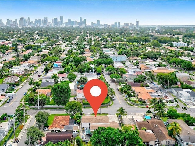 aerial view featuring a city view