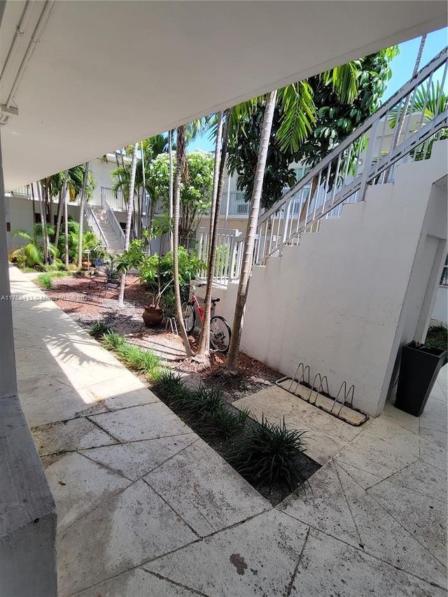 view of patio featuring stairs