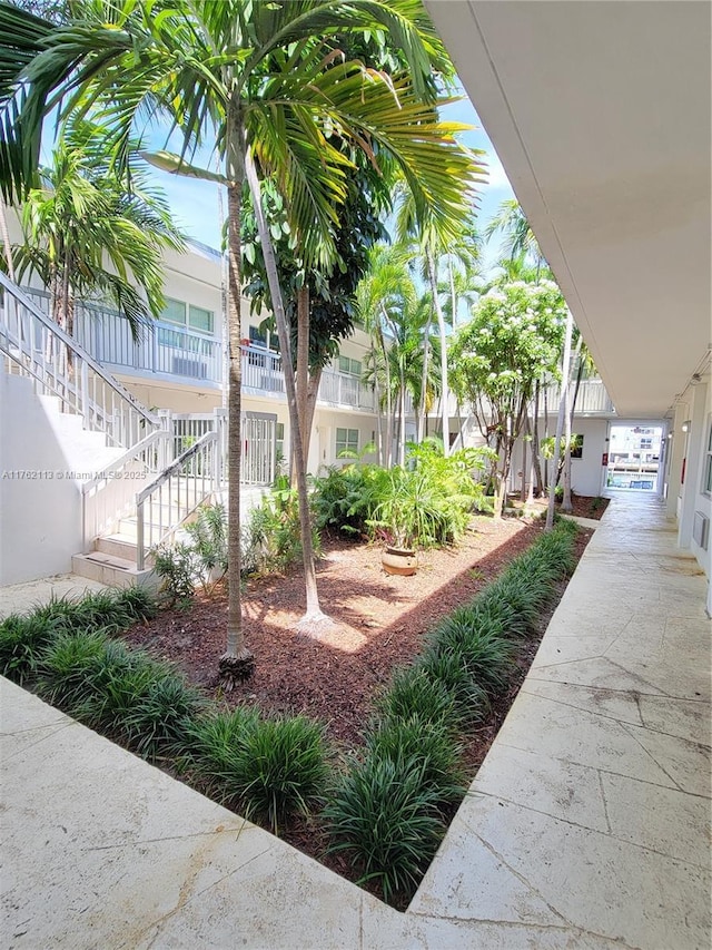 view of yard featuring stairway