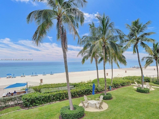 view of water feature featuring a beach view