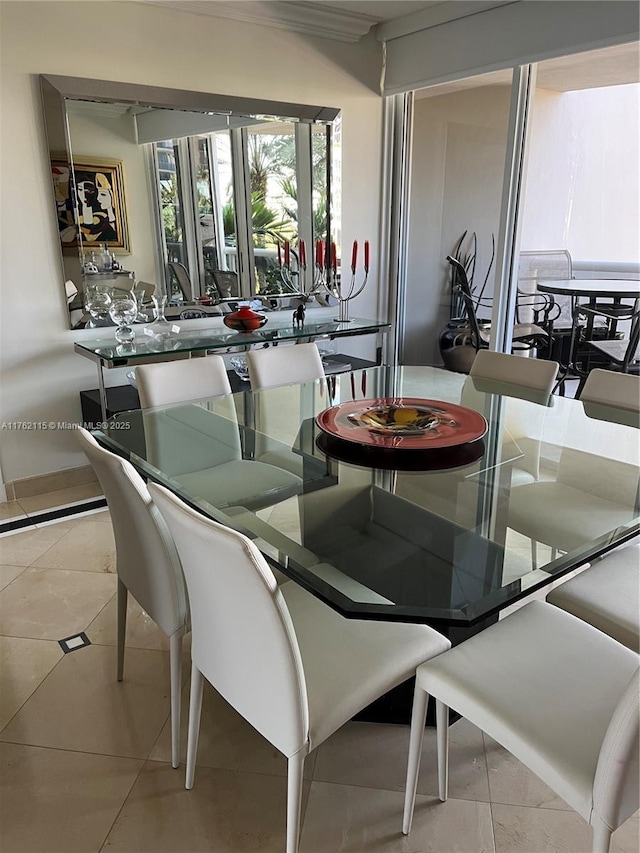 view of tiled dining space