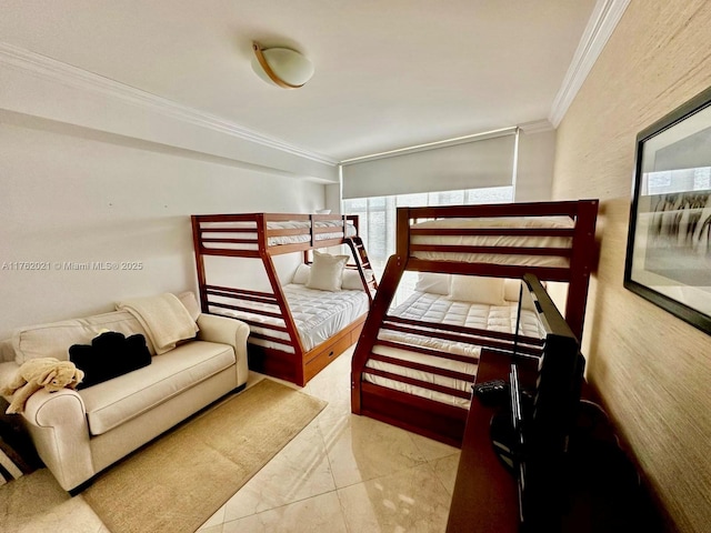 bedroom featuring crown molding