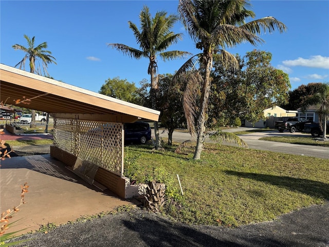 view of yard featuring a detached carport