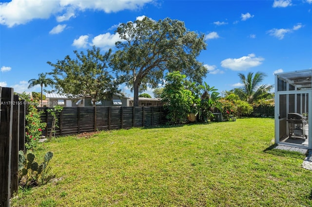 view of yard featuring a fenced backyard