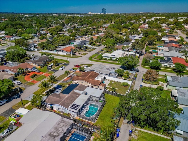 birds eye view of property with a residential view