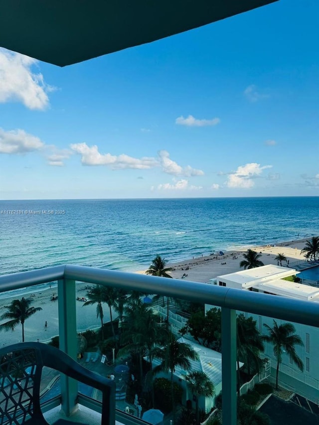 property view of water featuring a view of the beach