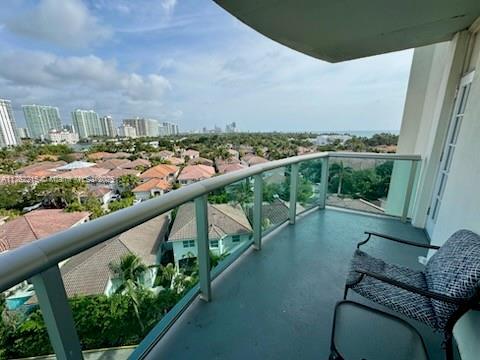 balcony with a view of city