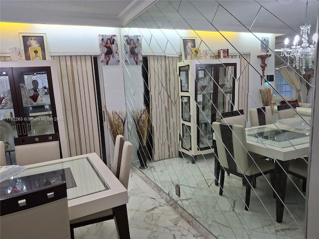 4511 Queen Palm Ln, Tamarac, FL 33319 - dining room with a chandelier and marble look tiles
