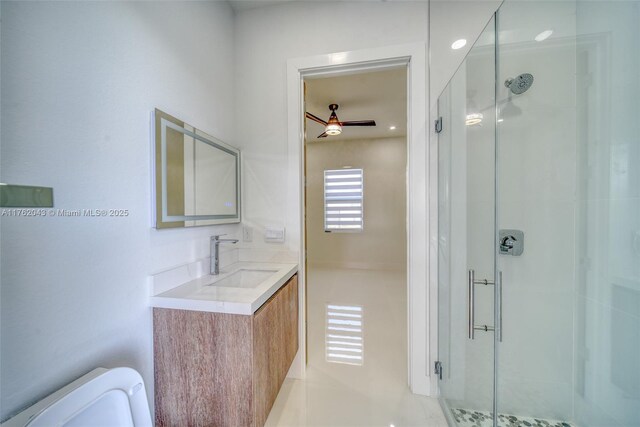 601SW 13th St, Cape Coral, FL 33991 - bathroom featuring a stall shower, toilet, and vanity